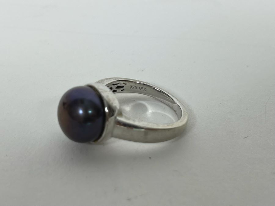 JUST ADDED - Sterling Silver Pearl Ring Size 7.5 5.8g [Photo 6]