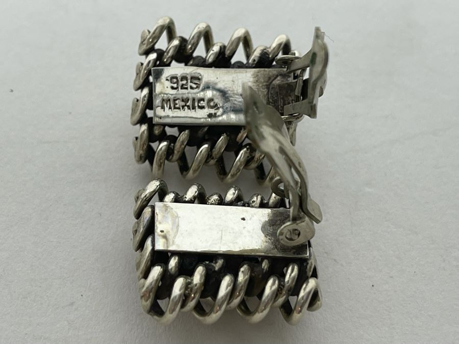 JUST ADDED - Vintage Sterling Silver Garnet Clip On Earrings 22g [Photo 6]