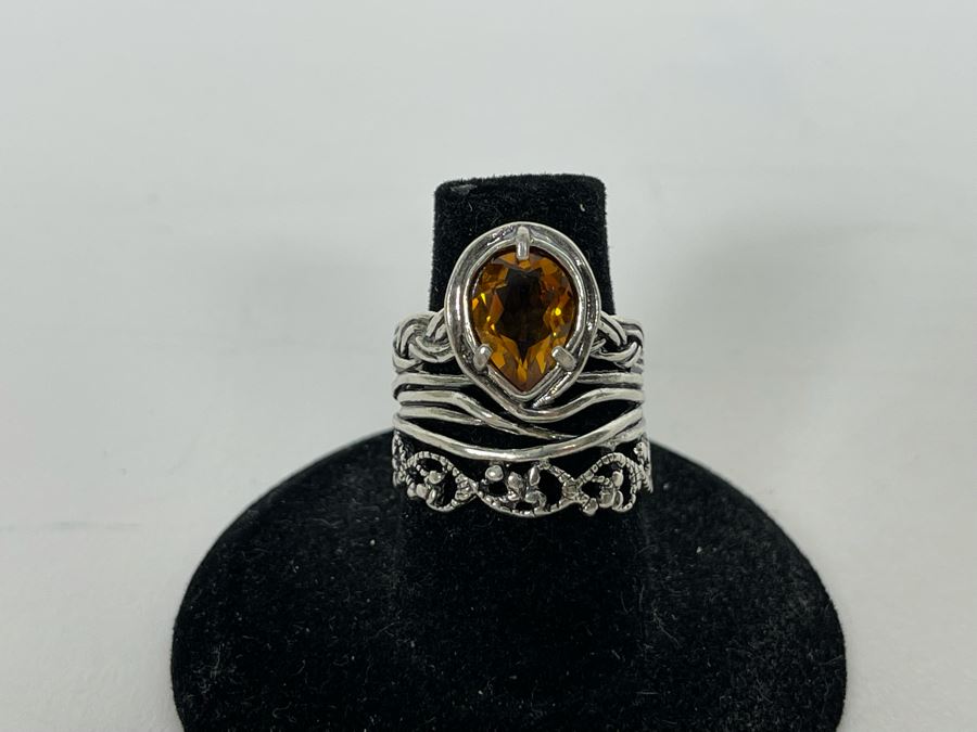JUST ADDED - Sterling Silver Citrine Ring Size 7.5 5.8g [Photo 2]