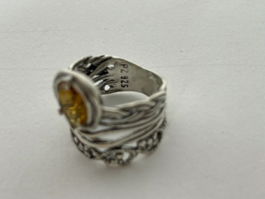 JUST ADDED - Sterling Silver Citrine Ring Size 7.5 5.8g [Photo 8]