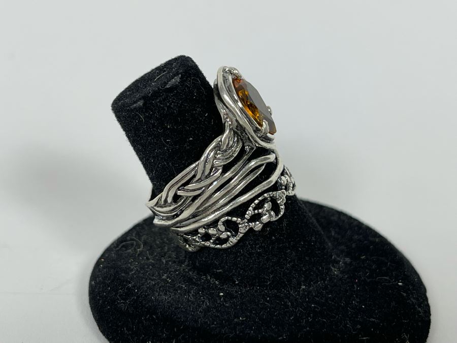 JUST ADDED - Sterling Silver Citrine Ring Size 7.5 5.8g [Photo 5]