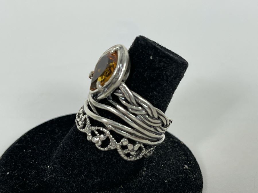 JUST ADDED - Sterling Silver Citrine Ring Size 7.5 5.8g [Photo 6]