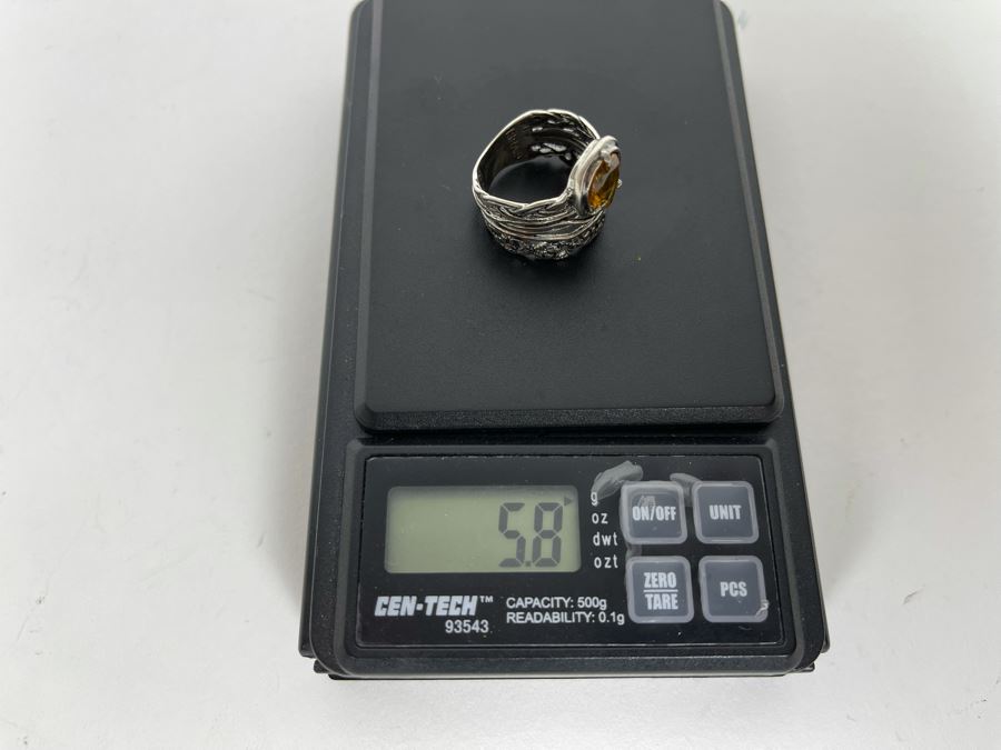 JUST ADDED - Sterling Silver Citrine Ring Size 7.5 5.8g [Photo 12]