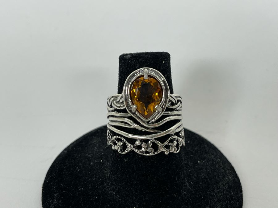 JUST ADDED - Sterling Silver Citrine Ring Size 7.5 5.8g [Photo 3]