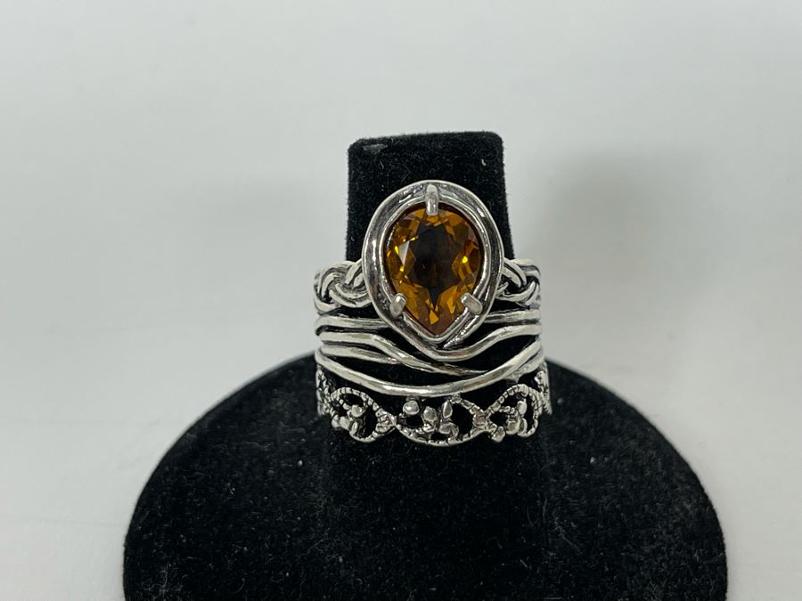 JUST ADDED - Sterling Silver Citrine Ring Size 7.5 5.8g