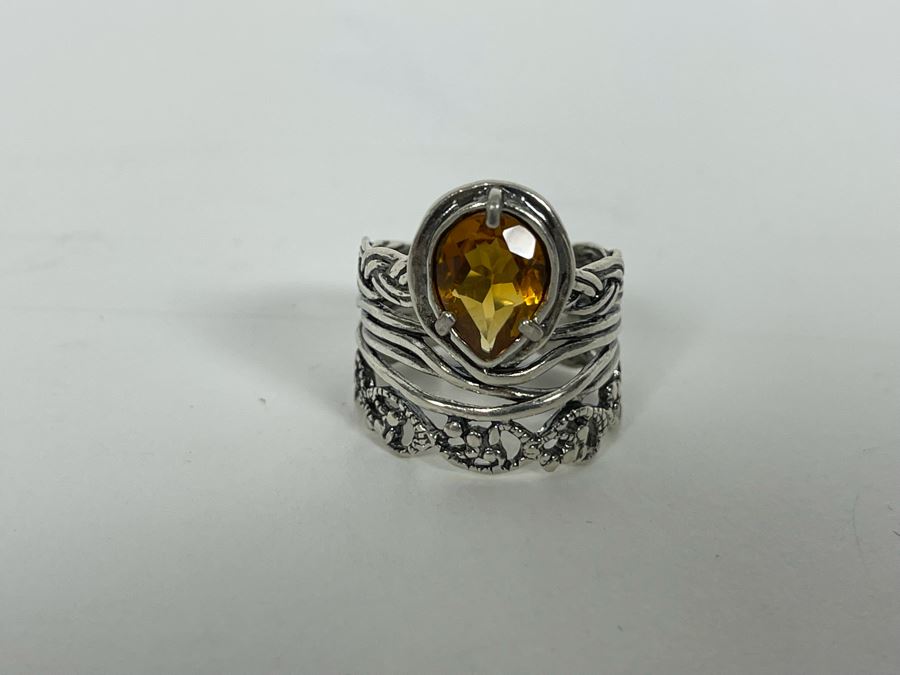 JUST ADDED - Sterling Silver Citrine Ring Size 7.5 5.8g [Photo 10]