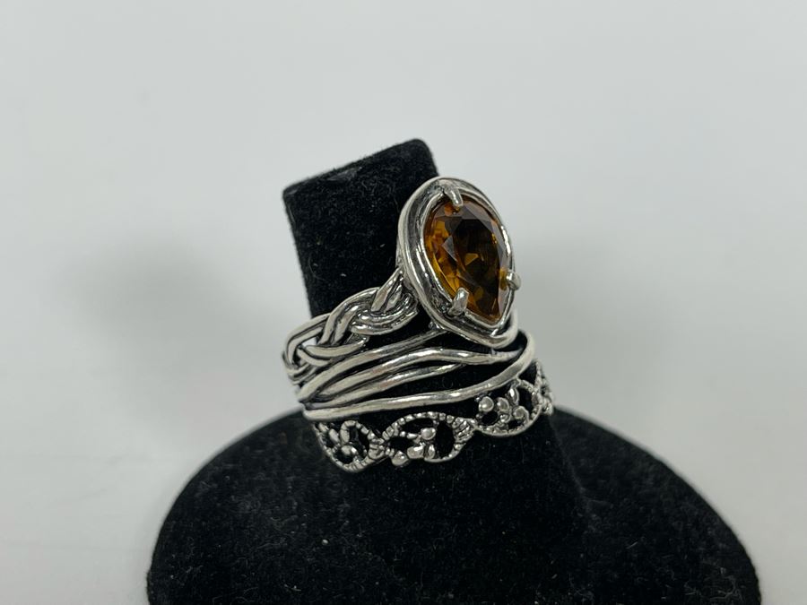 JUST ADDED - Sterling Silver Citrine Ring Size 7.5 5.8g [Photo 4]