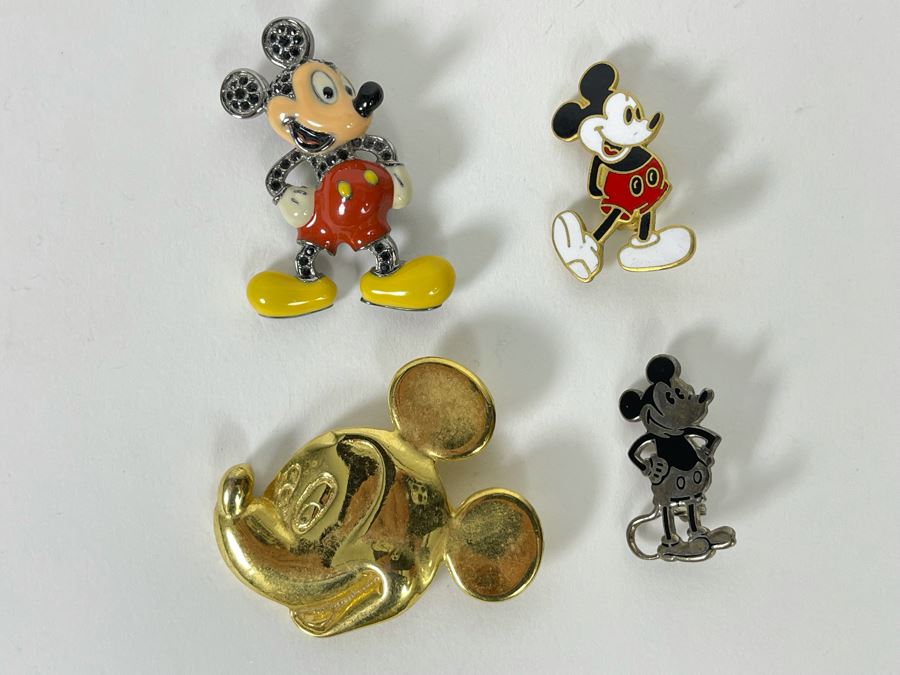 JUST ADDED - Collection Of Four Vintage Mickey Mouse Brooches Pins