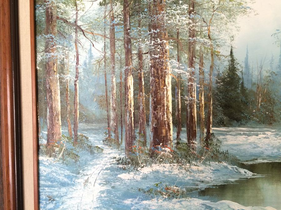 Original Oil Painting Winter Lake Scene [Photo 2]