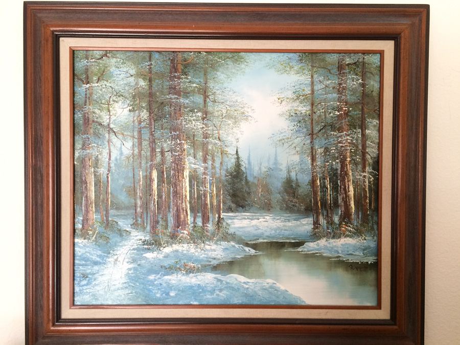 Original Oil Painting Winter Lake Scene [Photo 1]