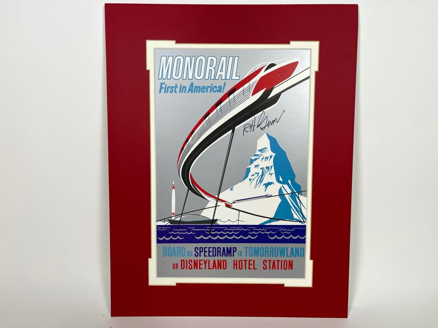 JUST ADDED - Hand Signed Disneyland Monorail First In America Reproduction Poster 9.5 X 13.5 [Photo 2]