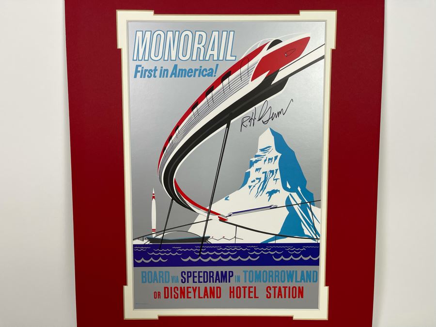 JUST ADDED - Hand Signed Disneyland Monorail First In America Reproduction Poster 9.5 X 13.5 [Photo 1]