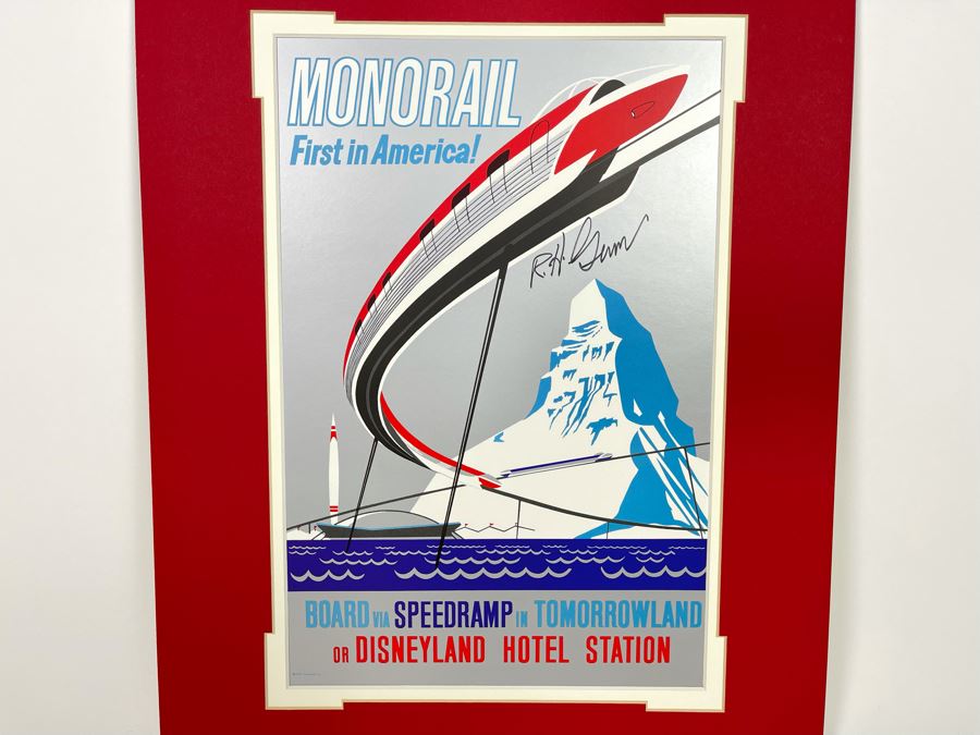 JUST ADDED - Hand Signed Disneyland Monorail First In America Reproduction Poster 9.5 X 13.5 [Photo 3]
