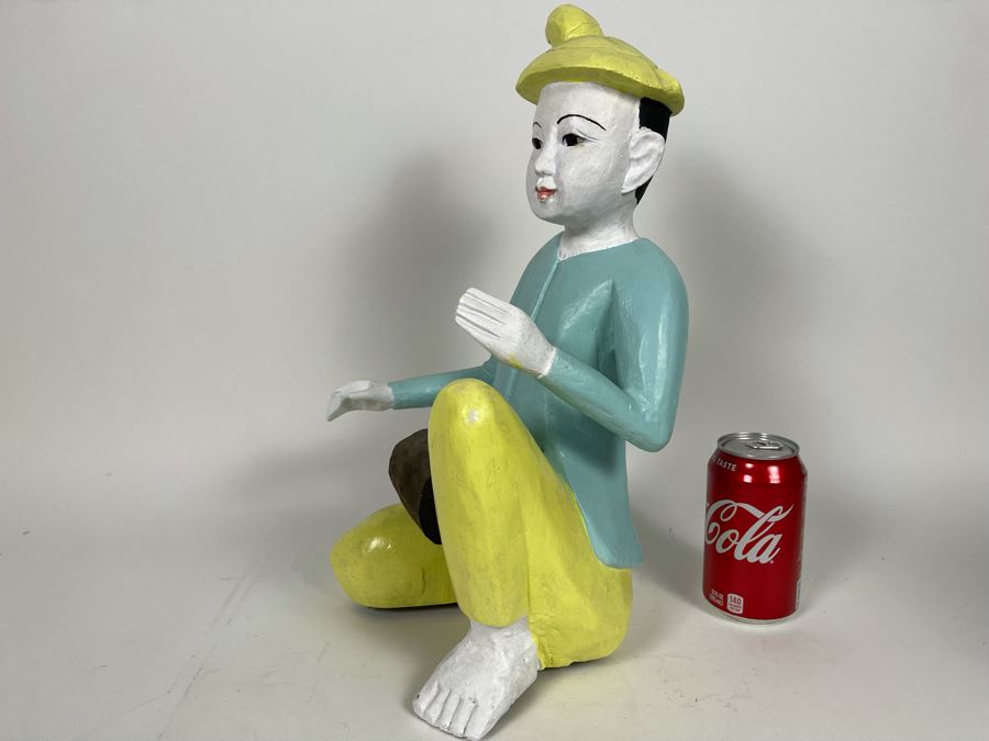 JUST ADDED - Carved Wooden Asian Sculpture 9W X 7D X 17H [Photo 5]