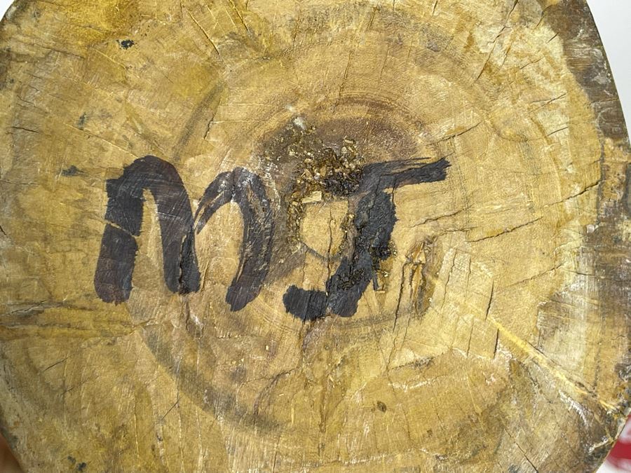 JUST ADDED - Carved Wooden Giraffe Sculpture Signed MJ 6W X 6D X 3'1'H [Photo 10]