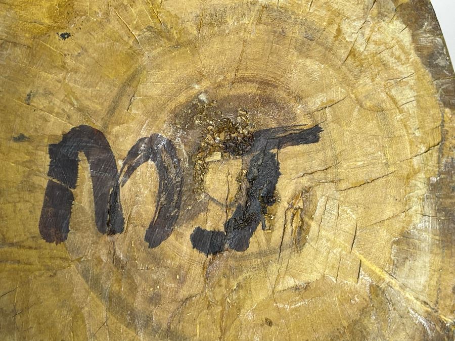 JUST ADDED - Carved Wooden Giraffe Sculpture Signed MJ 6W X 6D X 3'1'H [Photo 9]