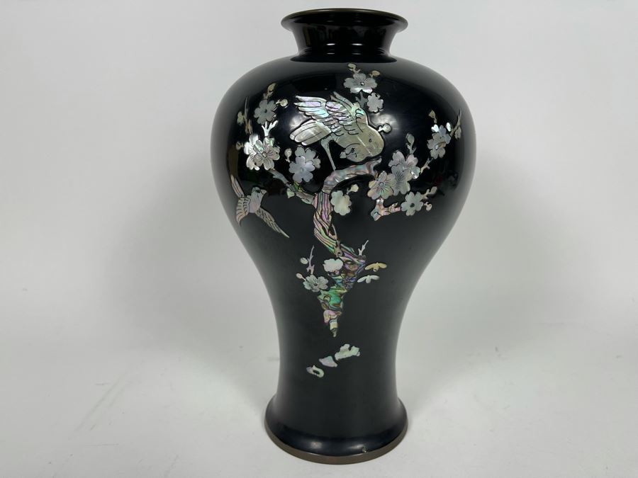 JUST ADDED - Korean Mother Of Pearl Inlay Vase 7W X 12H [Photo 7]