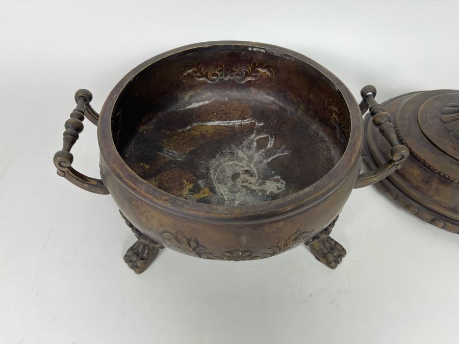 JUST ADDED - Maitland-Smith Decorative Footed Pot With Lid 11W X 9D X 9H [Photo 5]
