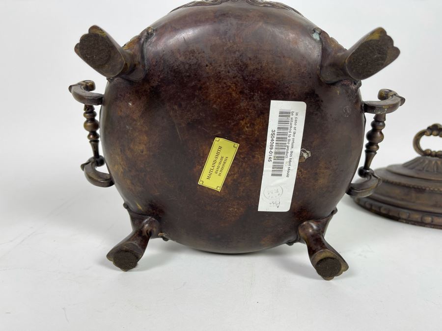 JUST ADDED - Maitland-Smith Decorative Footed Pot With Lid 11W X 9D X 9H [Photo 6]