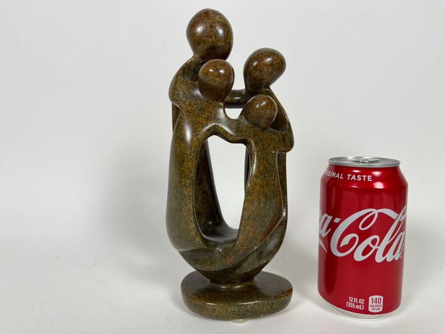 JUST ADDED - Signed Stone Family Of Four Sculpture 4W X 2.5D X 9.5H [Photo 2]