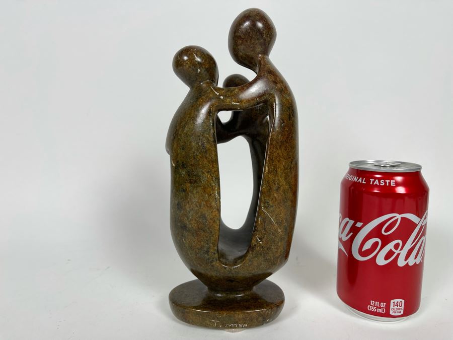 JUST ADDED - Signed Stone Family Of Four Sculpture 4W X 2.5D X 9.5H [Photo 4]