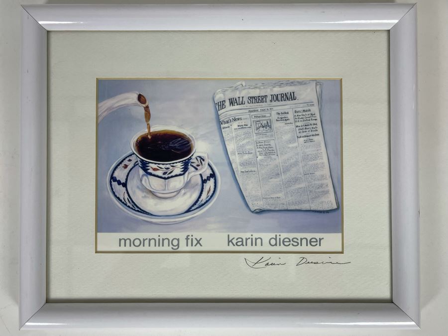 JUST ADDED - Signed Karin Diesner 'Morning Fix' Framed Print 7 X 5 [Photo 1]