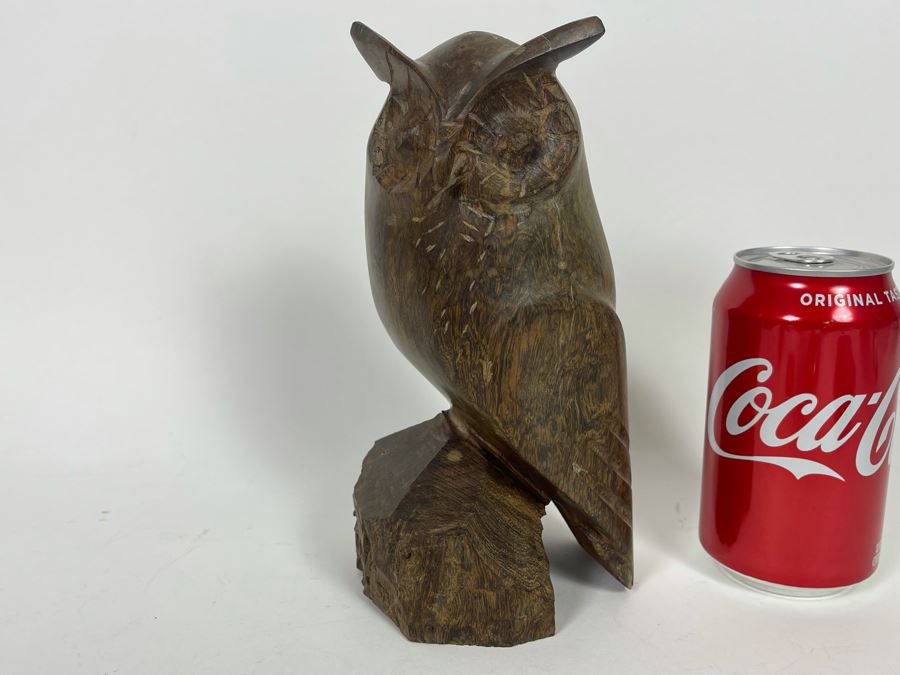JUST ADDED - Vintage Carved Ironwood Owl Sculpture 8H