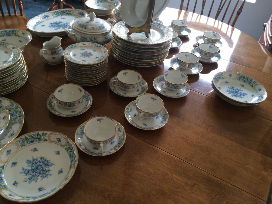 Schumann 'Forget Me Not' Porcelain dinnerware with serving pieces and covered handled bowl [Photo 12]