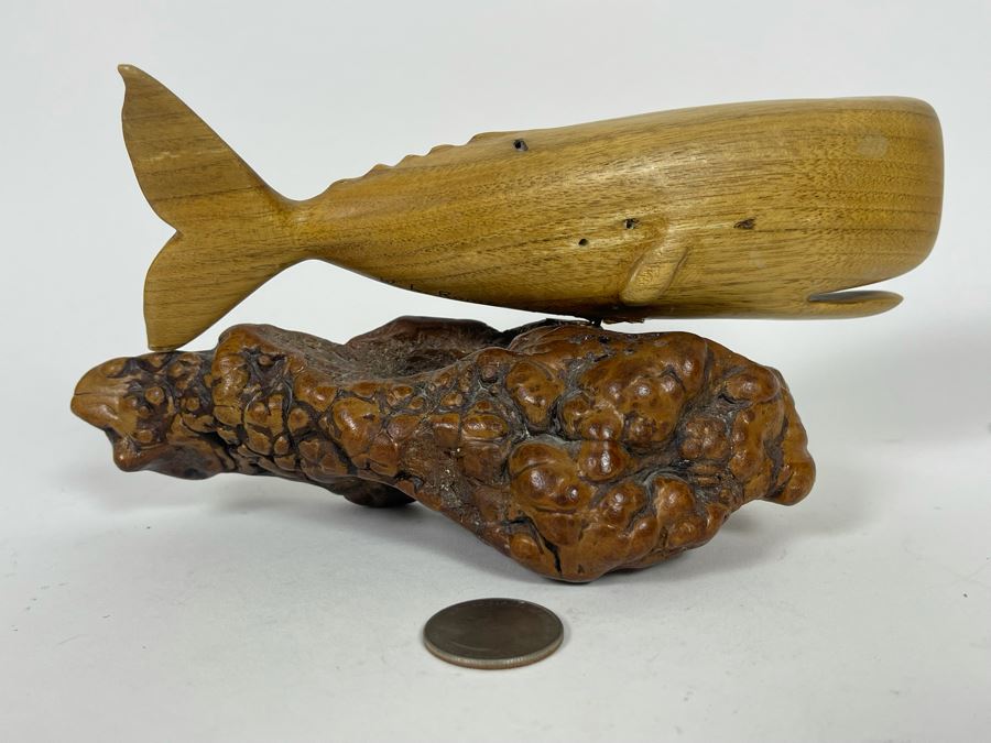 JUST ADDED - Carved Whale Sculpture Signed W. L. Rome 1/90 7.5W X 3D X 3.5H [Photo 6]