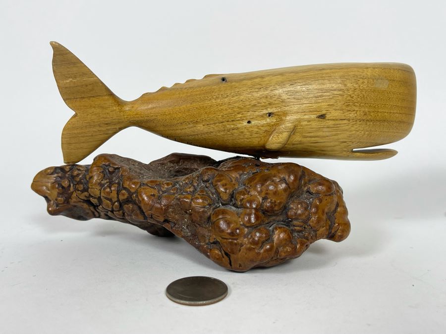 JUST ADDED - Carved Whale Sculpture Signed W. L. Rome 1/90 7.5W X 3D X 3.5H [Photo 7]