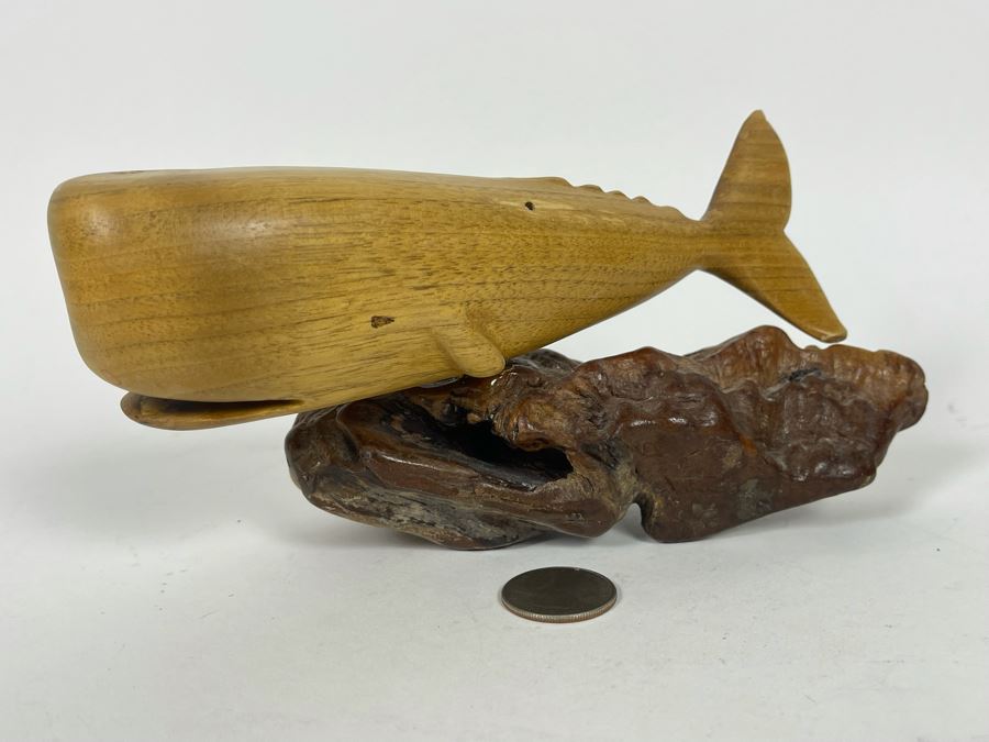 JUST ADDED - Carved Whale Sculpture Signed W. L. Rome 1/90 7.5W X 3D X 3.5H [Photo 2]