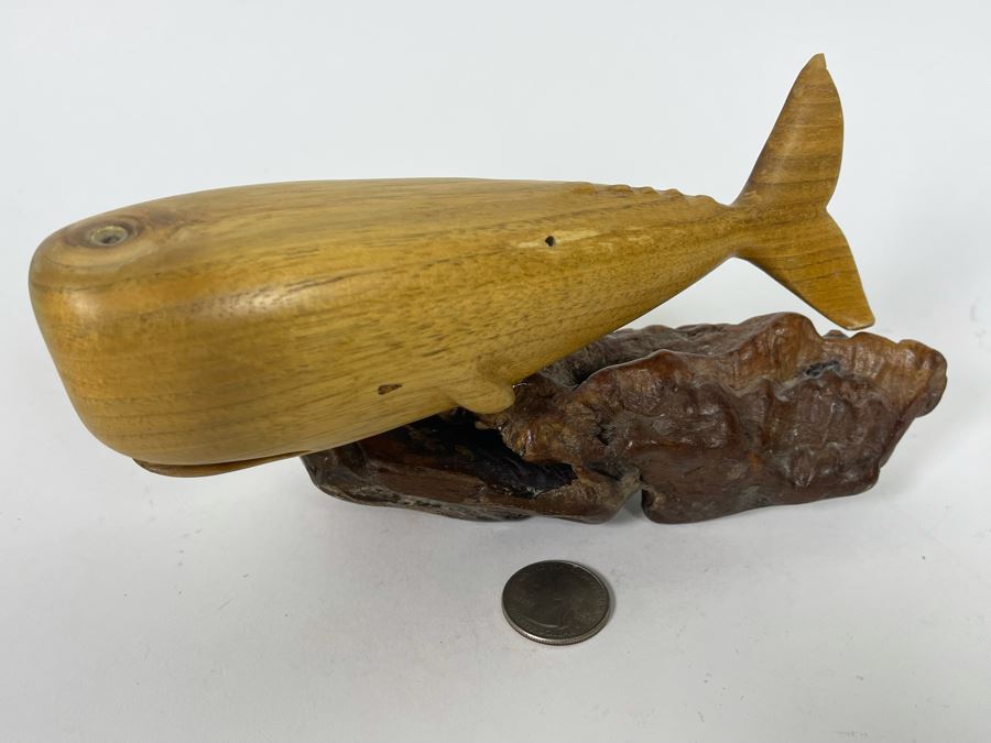 JUST ADDED - Carved Whale Sculpture Signed W. L. Rome 1/90 7.5W X 3D X 3.5H [Photo 3]