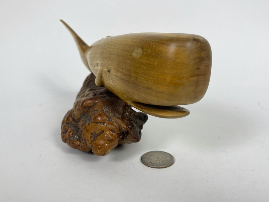 JUST ADDED - Carved Whale Sculpture Signed W. L. Rome 1/90 7.5W X 3D X 3.5H [Photo 5]
