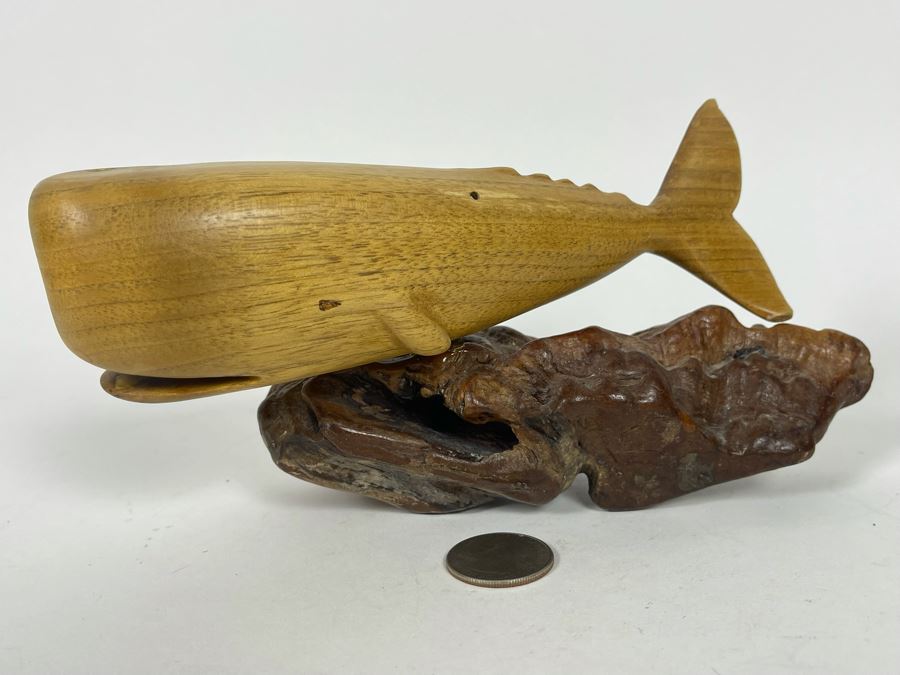 JUST ADDED - Carved Whale Sculpture Signed W. L. Rome 1/90 7.5W X 3D X 3.5H [Photo 1]