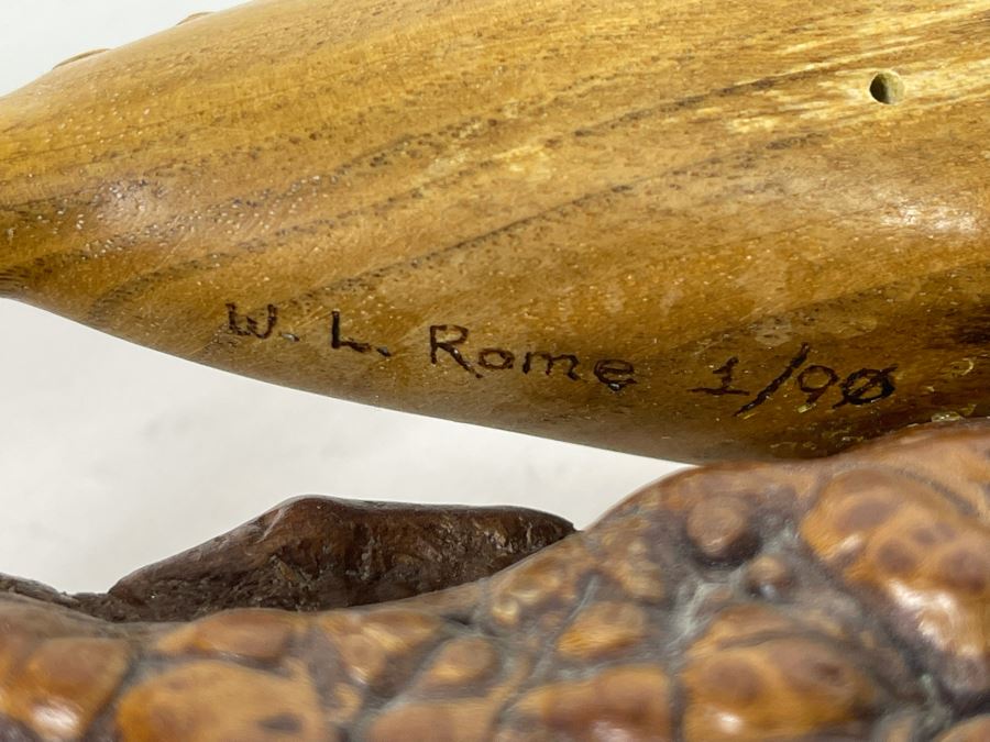 JUST ADDED - Carved Whale Sculpture Signed W. L. Rome 1/90 7.5W X 3D X 3.5H [Photo 12]