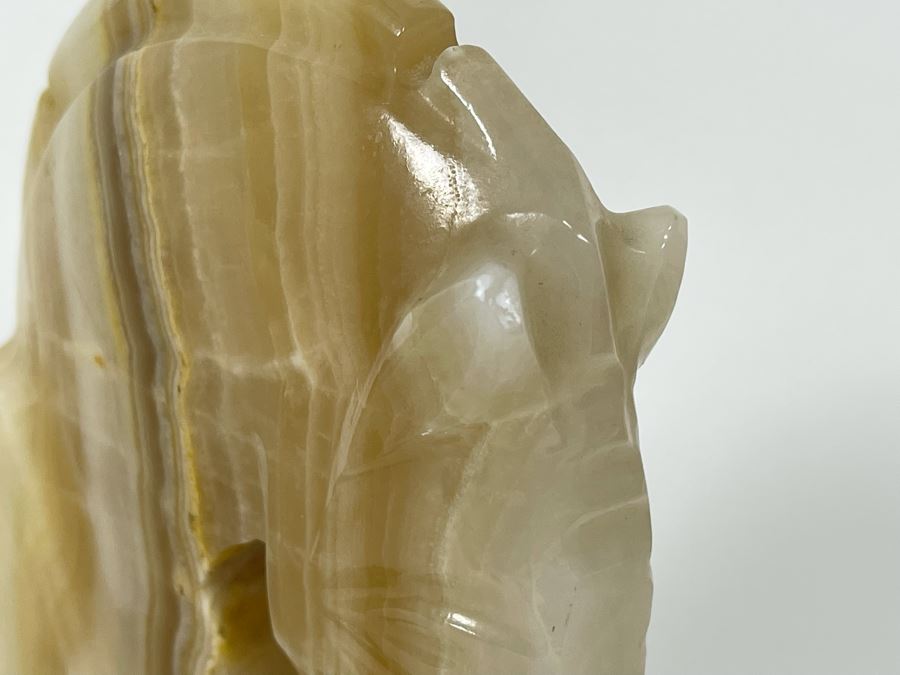JUST ADDED - Vintage Carved Onyx Horse Head Bookends 6.5H [Photo 4]