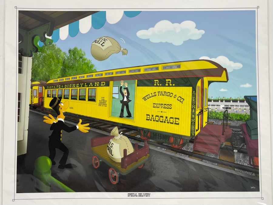 JUST ADDED - Disney Carolwood Pacific Foundation Train Giclee Print 'Special Delivery' 14 X 11