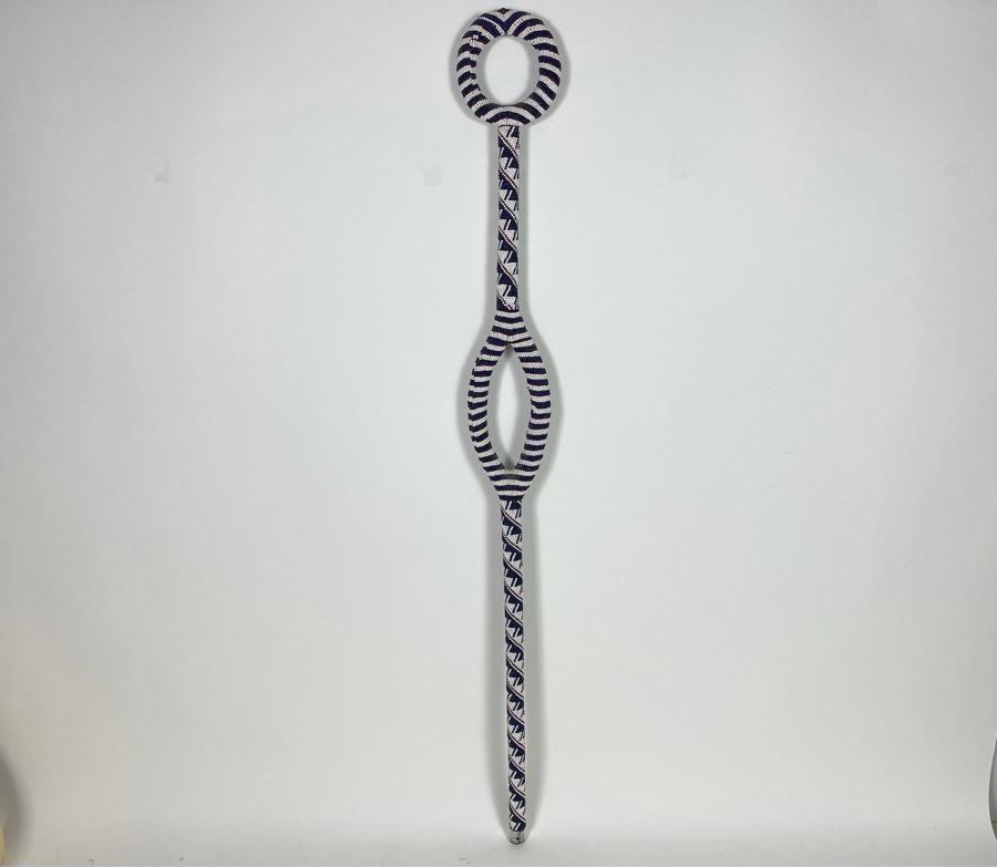 JUST ADDED - Vintage African Tutsi Beaded Walking Stick Cane 3'2'L [Photo 3]