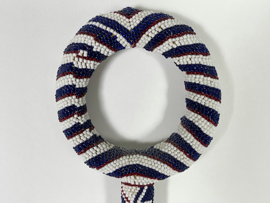 JUST ADDED - Vintage African Tutsi Beaded Walking Stick Cane 3'2'L [Photo 4]