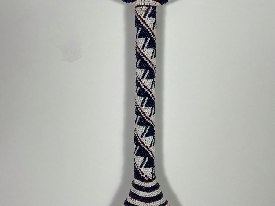 JUST ADDED - Vintage African Tutsi Beaded Walking Stick Cane 3'2'L [Photo 5]
