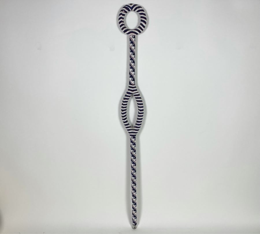 JUST ADDED - Vintage African Tutsi Beaded Walking Stick Cane 3'2'L [Photo 2]
