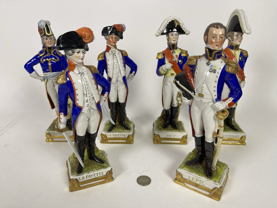 JUST ADDED - Collection Of Six Vintage German Democratic Republic (GDR) Hand Painted Saxon Porcelain French Napoleonic Soldier Figurines From Scheibe Alsbach - Thuringia Signed 10H [Photo 4]