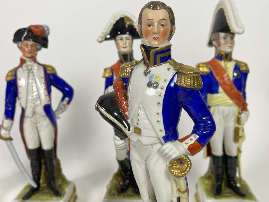 JUST ADDED - Collection Of Six Vintage German Democratic Republic (GDR) Hand Painted Saxon Porcelain French Napoleonic Soldier Figurines From Scheibe Alsbach - Thuringia Signed 10H [Photo 10]