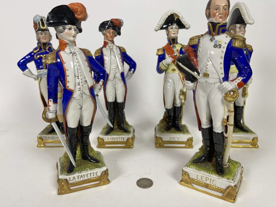 JUST ADDED - Collection Of Six Vintage German Democratic Republic (GDR) Hand Painted Saxon Porcelain French Napoleonic Soldier Figurines From Scheibe Alsbach - Thuringia Signed 10H [Photo 5]