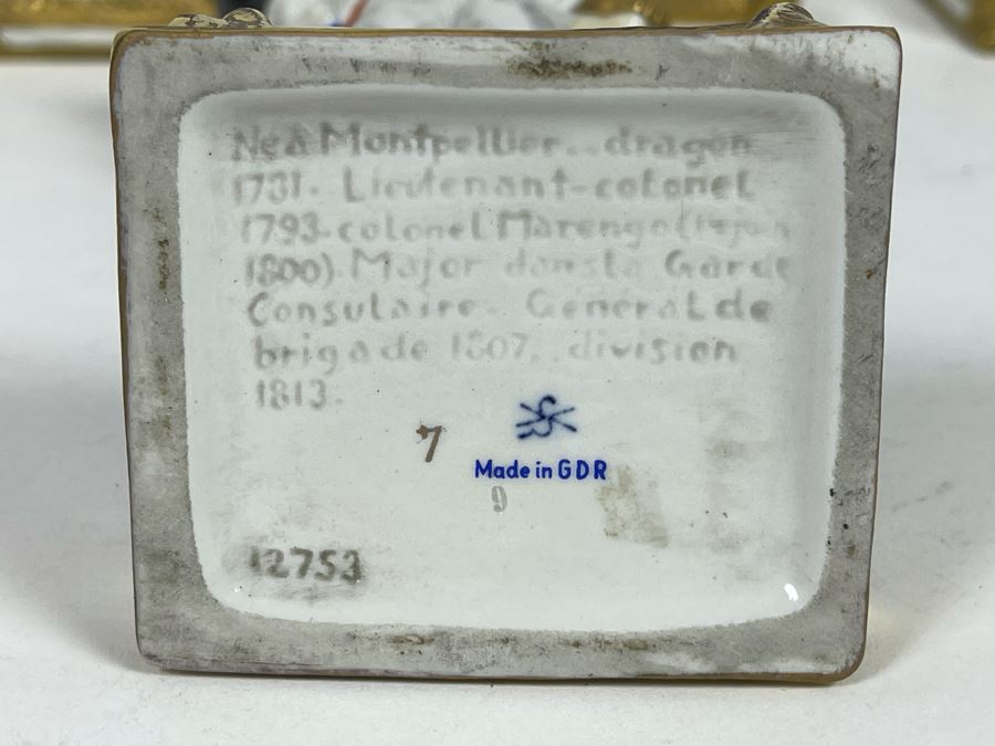 JUST ADDED - Collection Of Six Vintage German Democratic Republic (GDR) Hand Painted Saxon Porcelain French Napoleonic Soldier Figurines From Scheibe Alsbach - Thuringia Signed 10H [Photo 2]