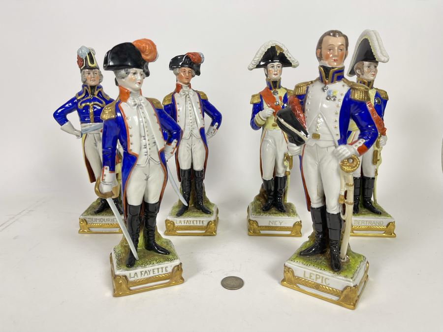 JUST ADDED - Collection Of Six Vintage German Democratic Republic (GDR) Hand Painted Saxon Porcelain French Napoleonic Soldier Figurines From Scheibe Alsbach - Thuringia Signed 10H [Photo 3]