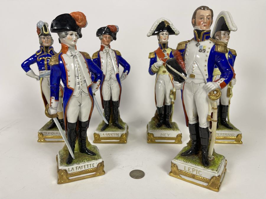 JUST ADDED - Collection Of Six Vintage German Democratic Republic (GDR) Hand Painted Saxon Porcelain French Napoleonic Soldier Figurines From Scheibe Alsbach - Thuringia Signed 10H [Photo 6]