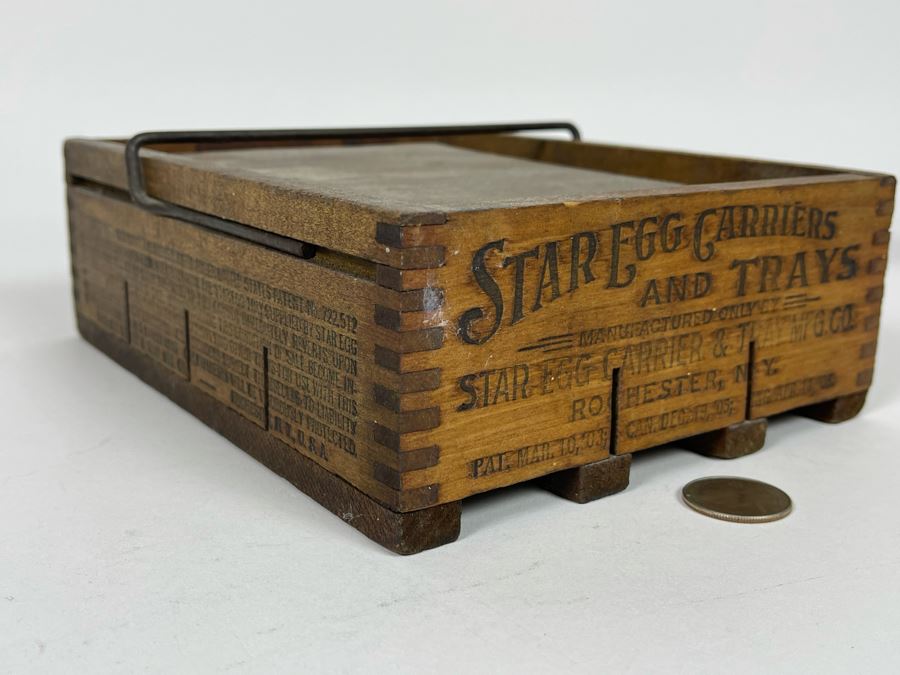 JUST ADDED - Vintage Wooden Star Egg Carrier 6.5W X 8D X 3H [Photo 2]