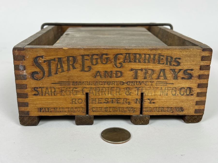 JUST ADDED - Vintage Wooden Star Egg Carrier 6.5W X 8D X 3H [Photo 3]