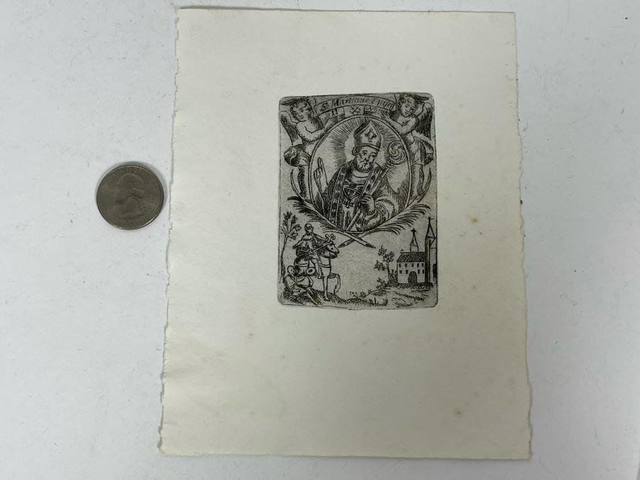 JUST ADDED - Small Antique Etching 2.25W X 3H [Photo 2]